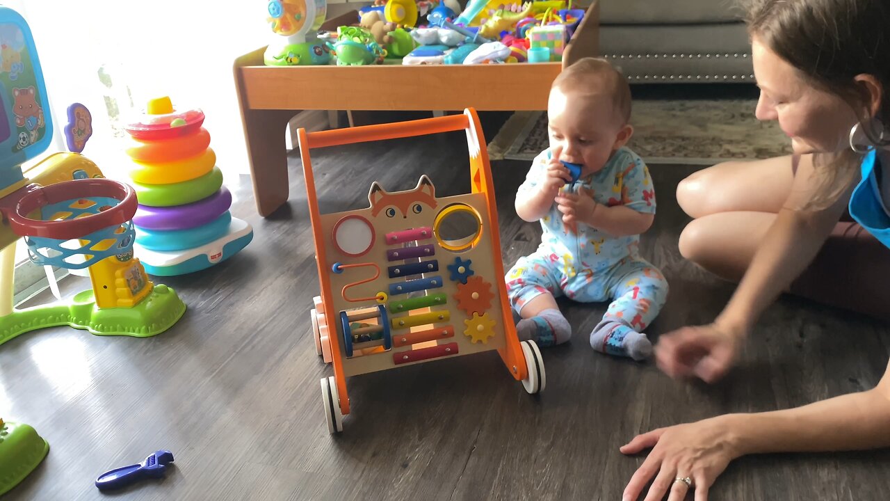 KiddoAtPlay - baby boy playing with his walker, but can only scoot 😂🤣