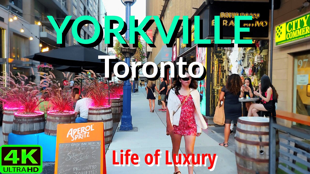 【4K】Yorkville Luxury district in Toronto Canada 🇨🇦 Nighttime