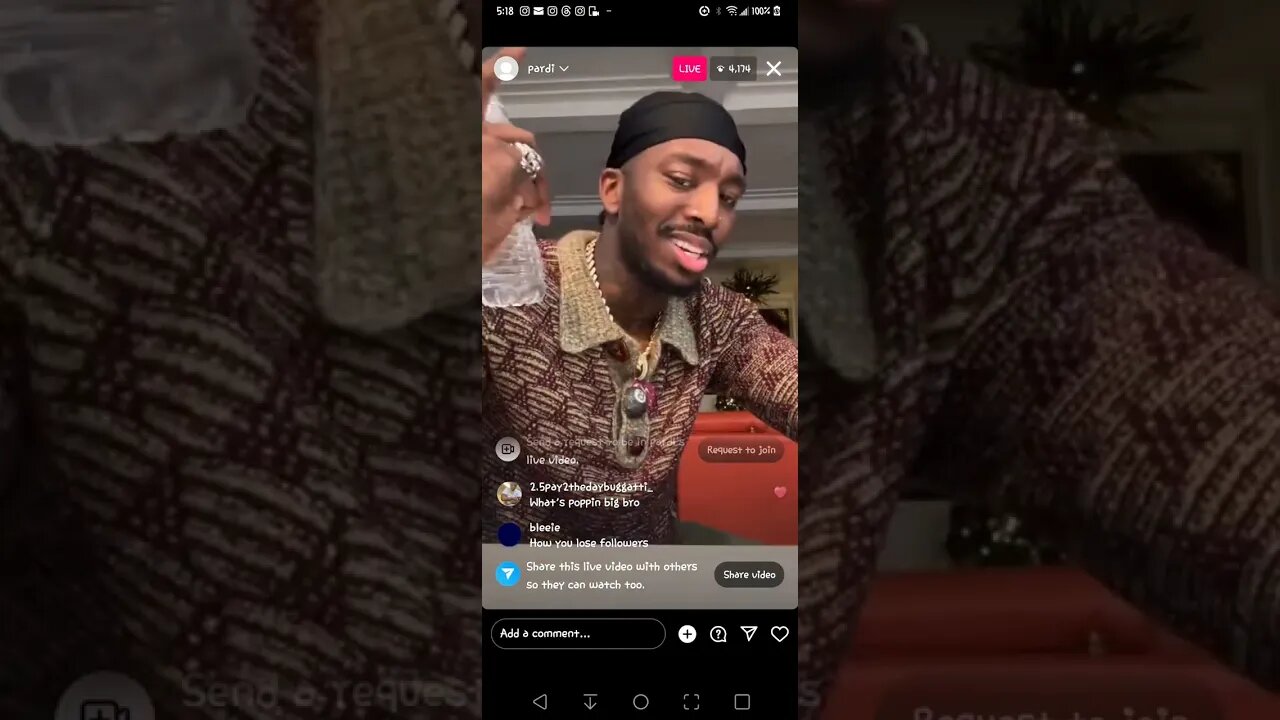 pardison fountaine IG live responding meg thee stallion's IG live