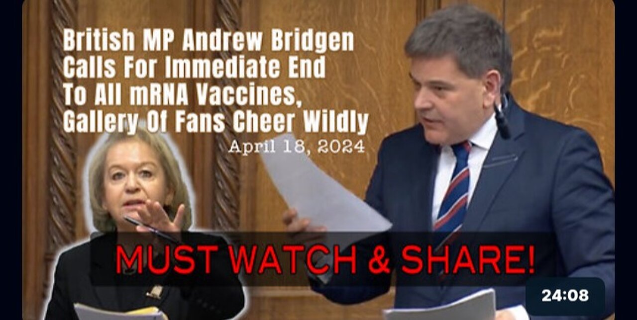 Andrew Bridgen Calls For Immediate End To All mRNA Vaccines, Gallery Of Fans Cheer Wildly