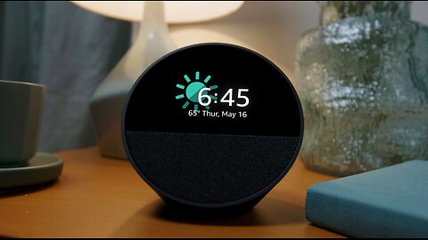 Amazon Echo Spot smart alarm clock with vibrant sound and Alexa details