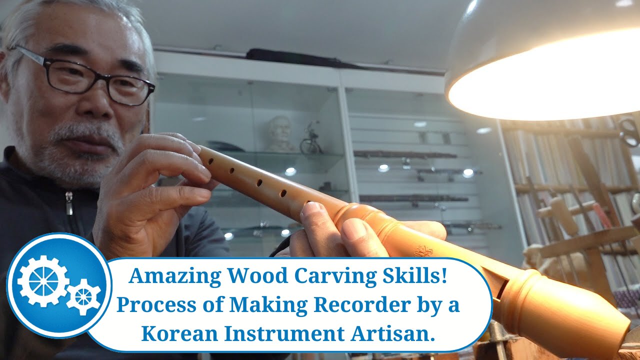 Amazing Wood Carving Skills! Process of Making Recorder by a Korean Instrument Artisan.