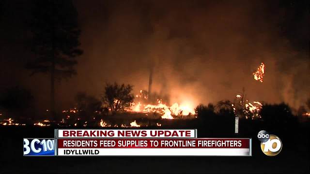 Residents feed supplies to frontline firefighters