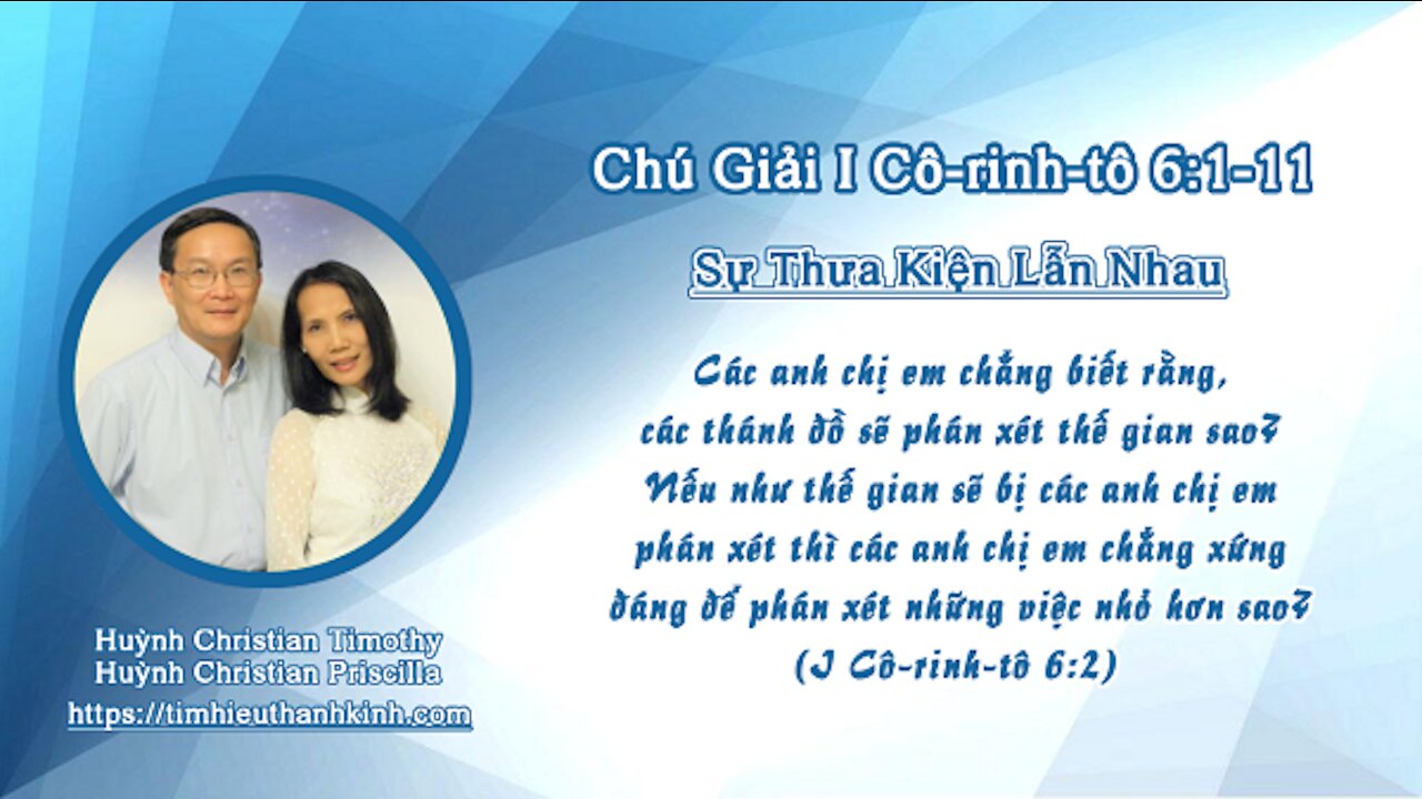 Chú Giải I Cô-rinh-tô 06:01-11 Sự Thưa Kiện Lẫn Nhau