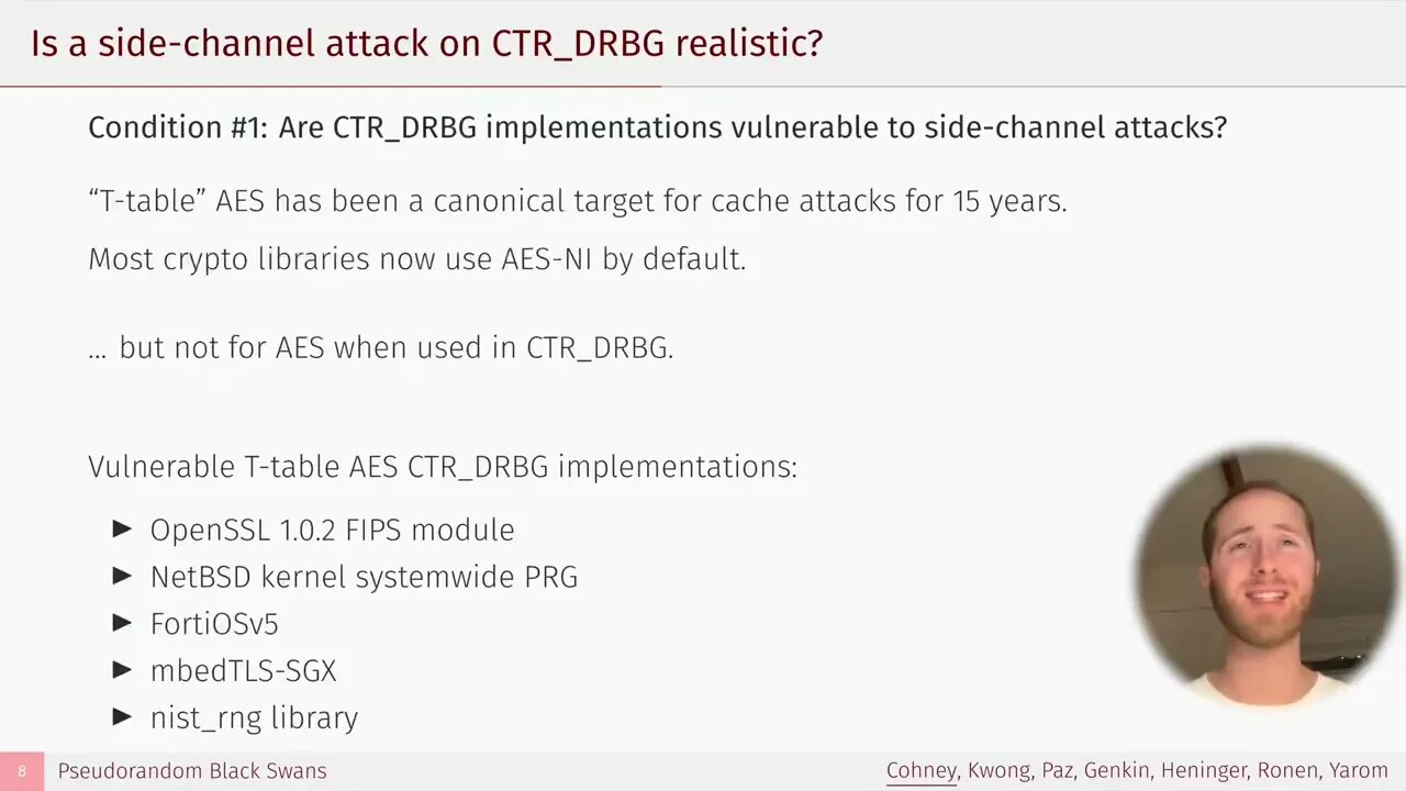 Pseudorandom Black Swans Cache Attacks on CTR DRBG