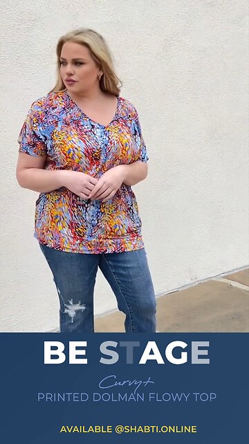 Be Stage Curvy+ Printed Dolman Flowy Top