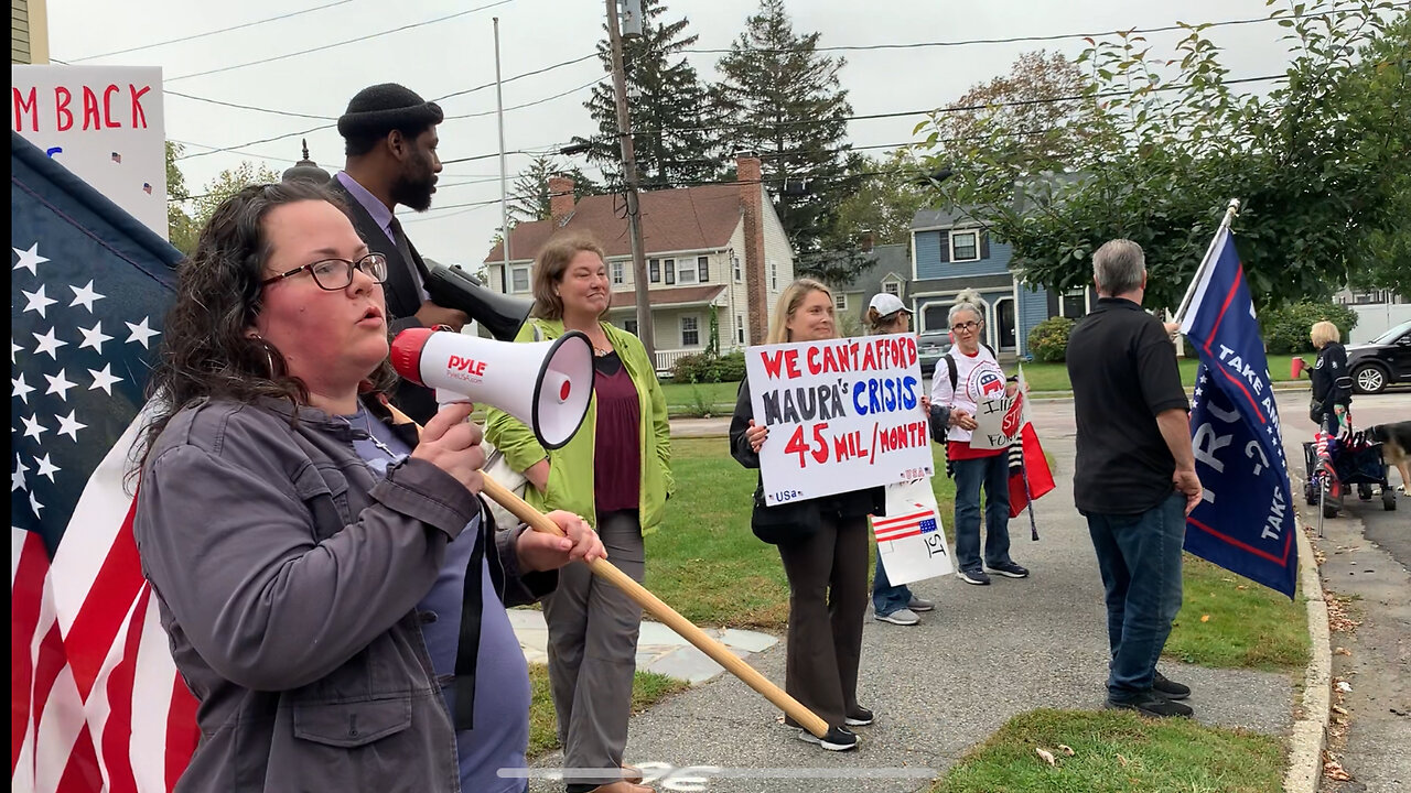 END MIGRANT FUNDING! In front of Maura Healey's house, Saturday October 7, 2023