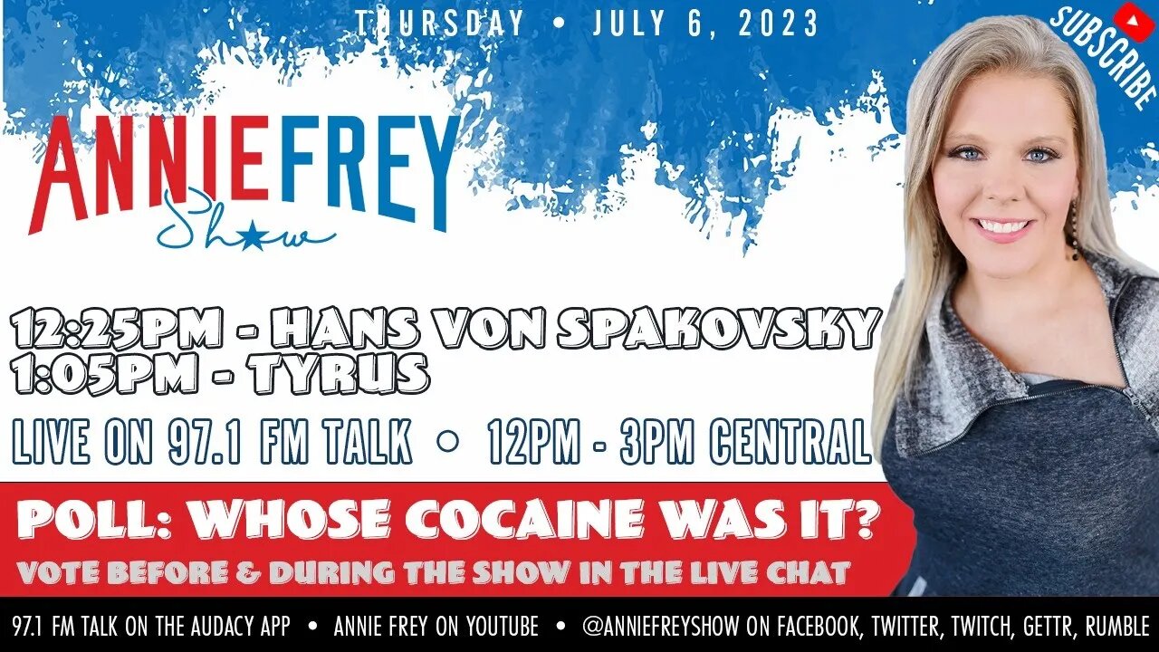 🎙 Free Speech & Social Media, White House Cocaine, Tipflation • Annie Frey Show 7/6/23