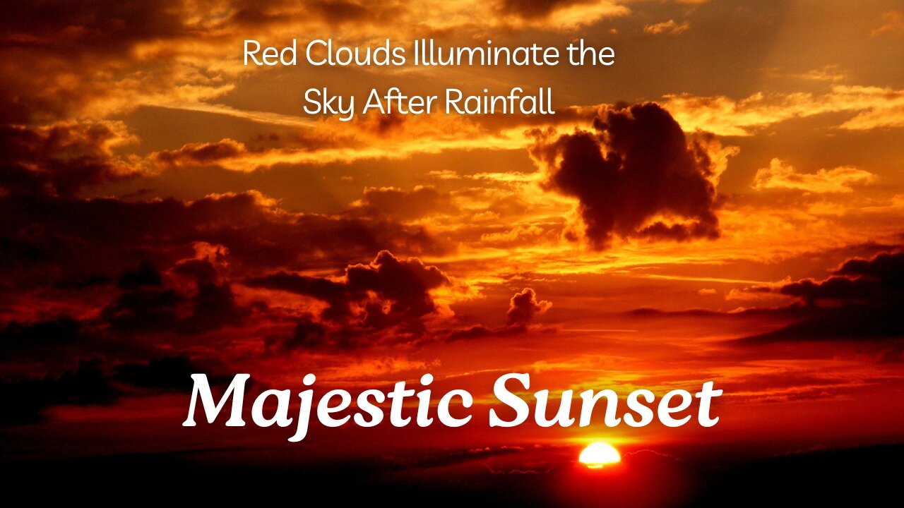 Majestic Sunset: Red Clouds Illuminate the Sky After Rainfall