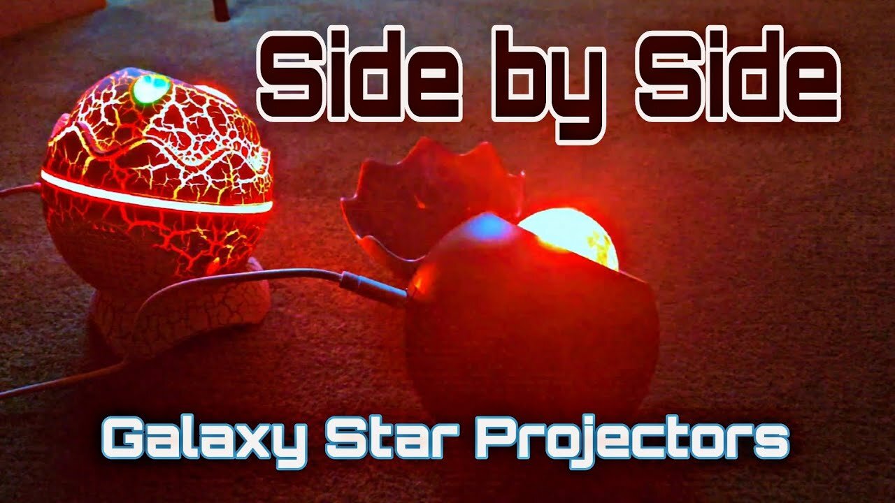 Side by Side Look at 2 Galaxy Star Projectors for Bedroom with Sleep Music & White Noise