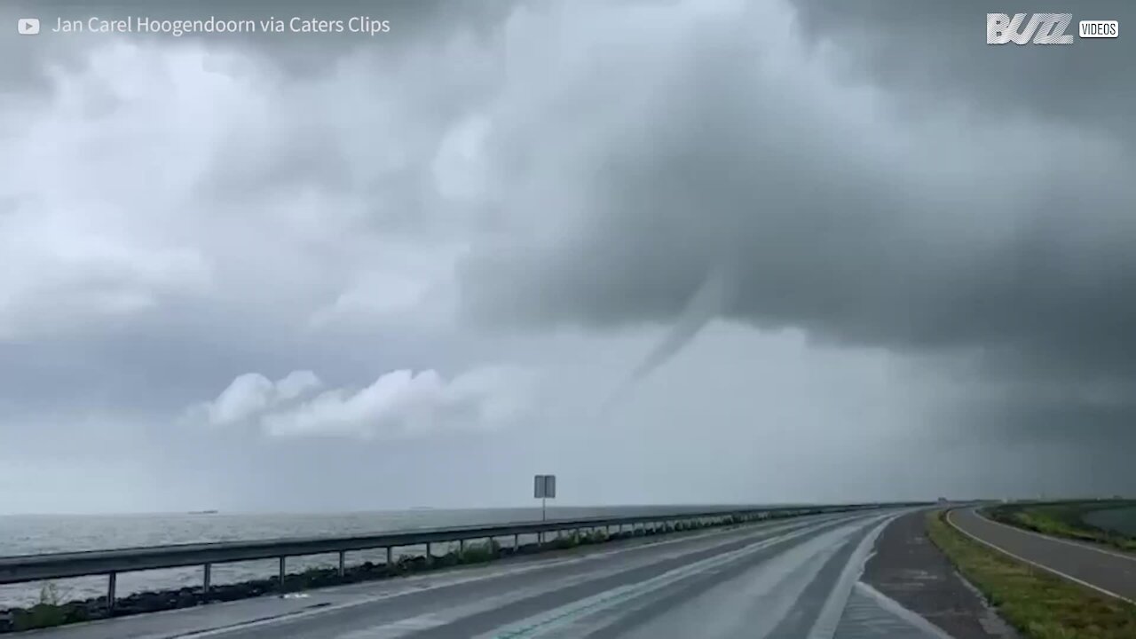 Motorista capta três trombas d’água ao mesmo tempo