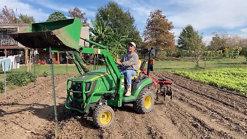 Putting up fencing and planting winter peas