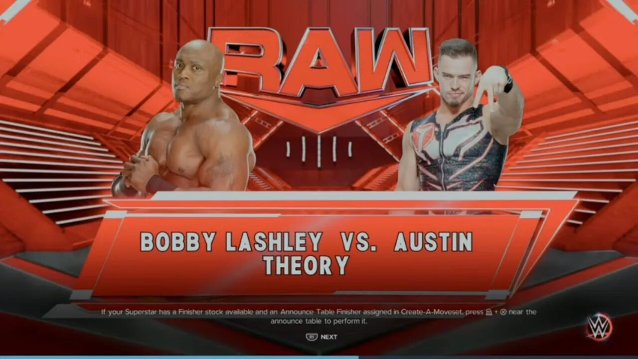 WWE Monday Night Raw Bobby Lashley vs Austin Theory