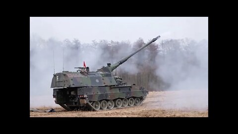 German Soldiers fire Armoured Howitzer 2000s in support of Exercise Dynamic Front