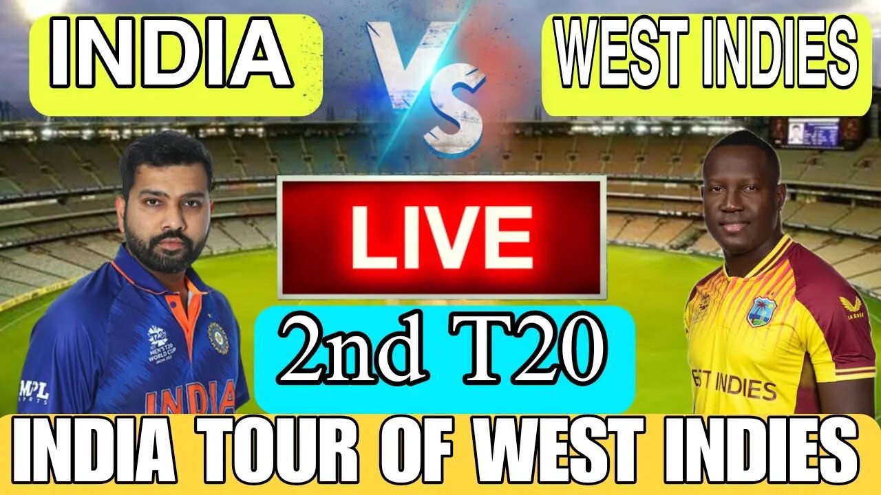 🔴LIVE CRICKET MATCH TODAY | CRICKET LIVE | 2nd T20 | WI vs IND LIVE MATCH TODAY | Cricket 22