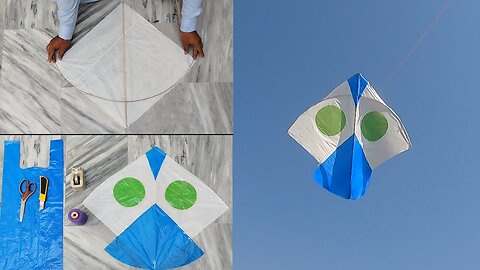 DIY Kites from Plastic Bags with Bamboo Stick & Flying