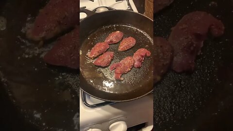 Woodcock Breast on the Castiron = DELICIOUS #woodcock #uplandhunting #goldenretriever