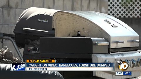 Video shows men dumping furniture, barbecues