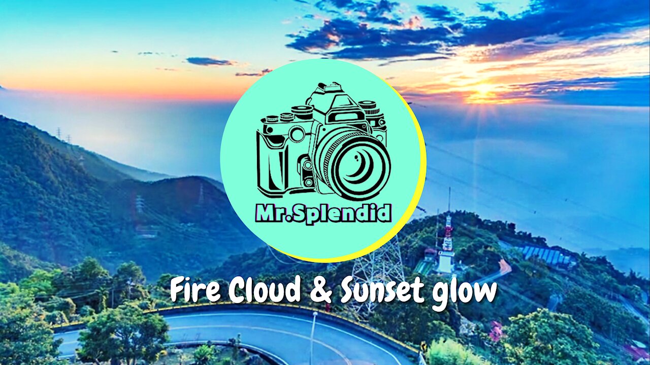 Sunset glow &Cloudsea with fire cloud in Taiwan Meishan county