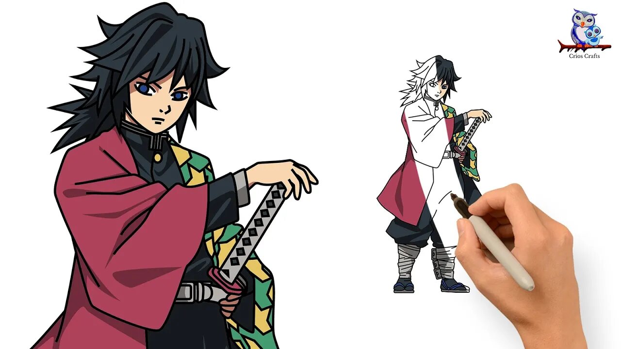 How to Draw Giyu Tomioka Demon Slayer - Step by Step