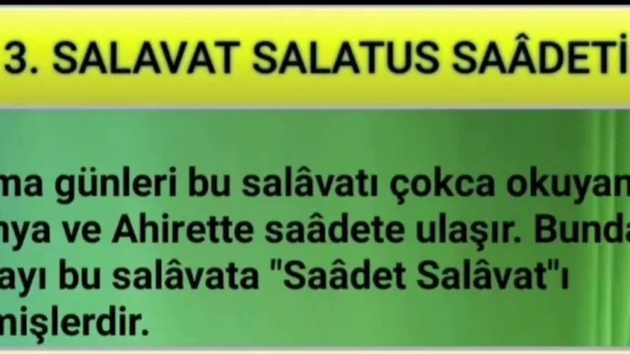 SALAVAT-I ŞERİFELER (3. SALAVAT )