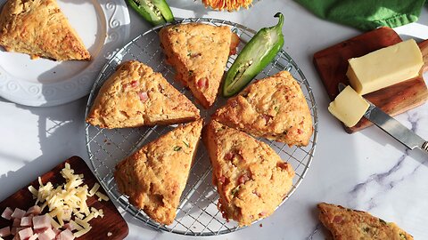 Ready in 30 Minutes! Scones with Smoked Gouda Jalapeño and Ham