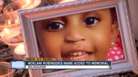 Noelani Robinson's name added to memorial for child victims at candlelight vigil