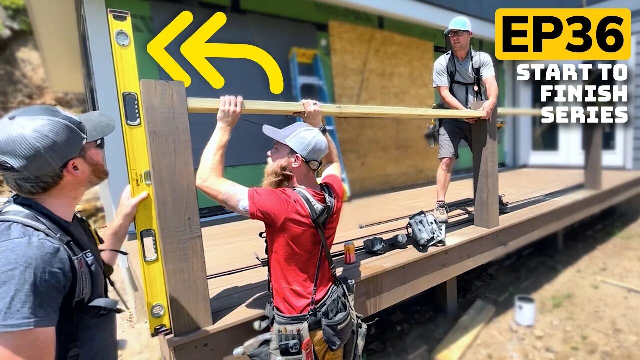 Building A Mountain Cabin EP36 | Front porch stair framing, footings, and porch railings