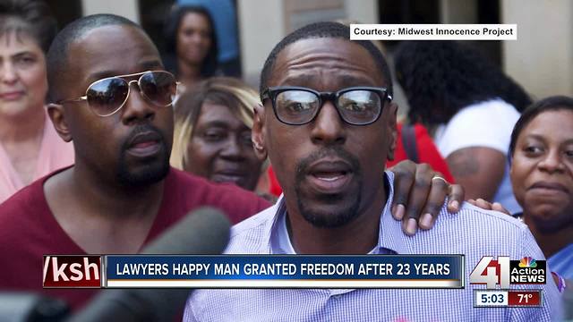 Law team talks after imprisoned man goes free