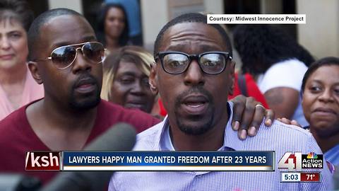 Law team talks after imprisoned man goes free