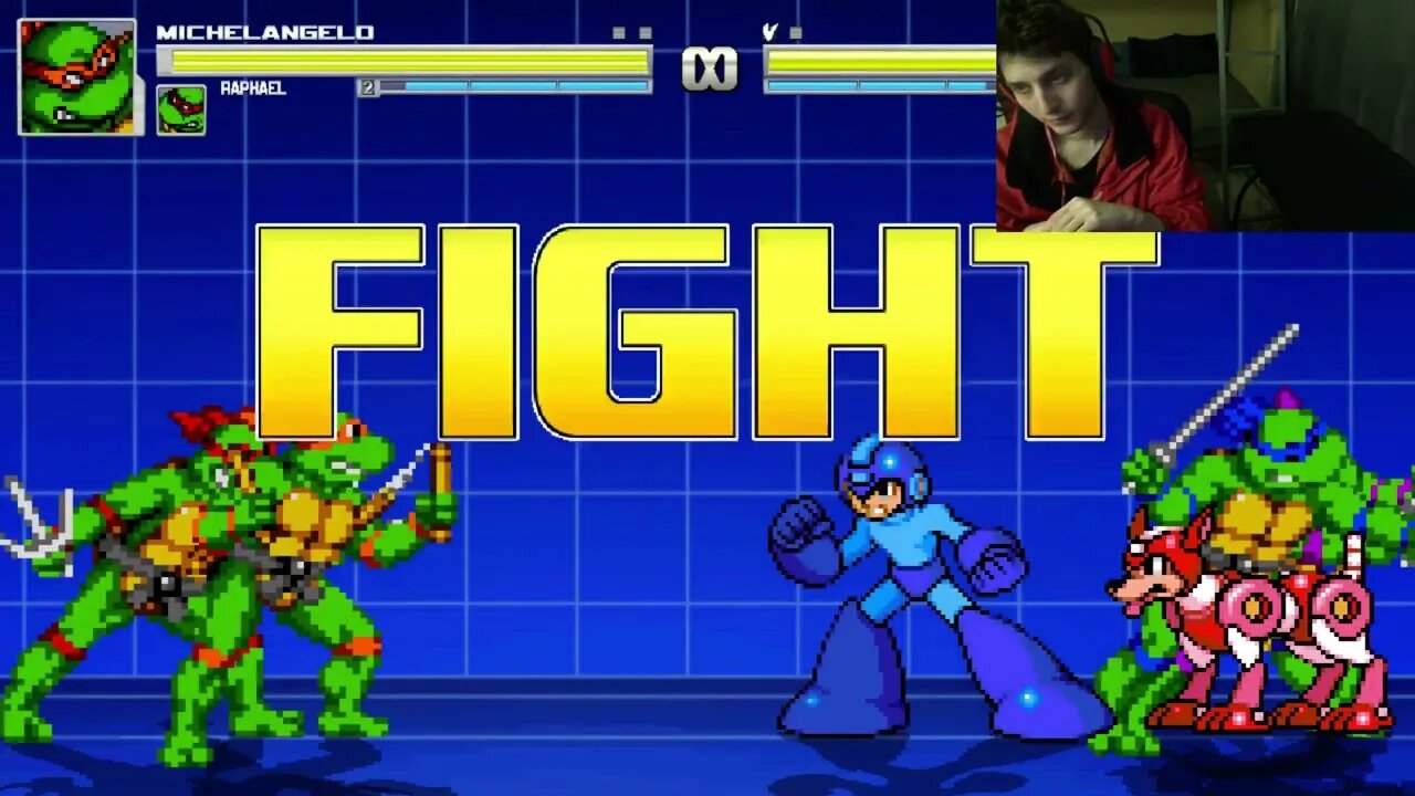 Teenage Mutant Ninja Turtles Characters (Leonardo And Raphael) VS Mega Man In A Battle In MUGEN