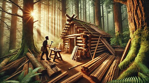 "WILDERNESS CRAFTSMAN: Building a Log Cabin by Hand 🌲🏚️✨"part1