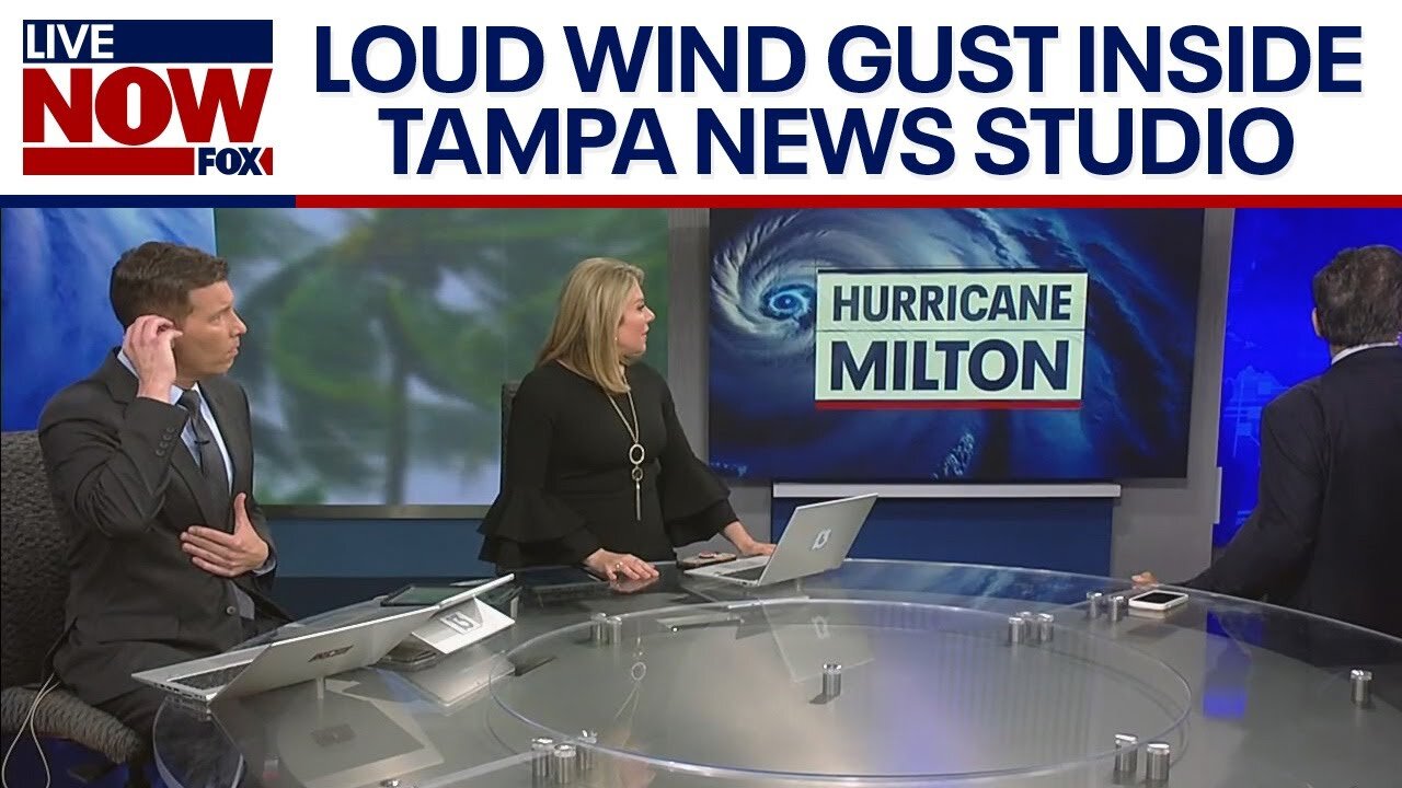 Hurricane Milton: Loud wind gust inside FOX 13 Tampa news studio | LiveNOW from FOX