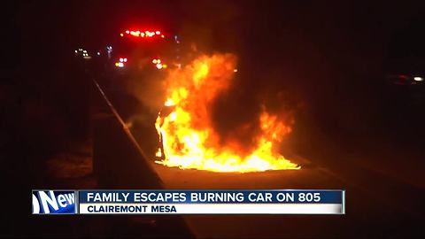 Family escapes burning car on 805 freeway