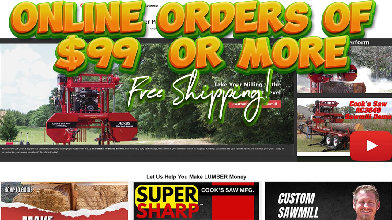 Cooks Saw Online Order of $99 or More is Free Shipping!