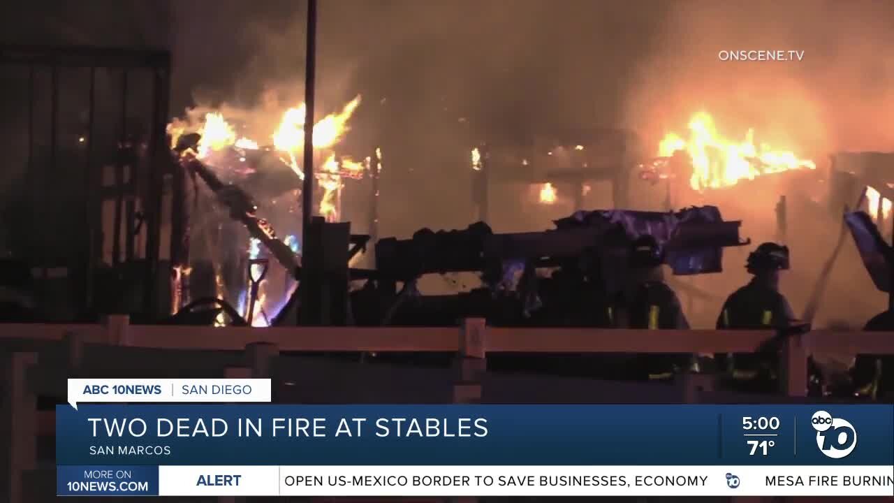 Two dead in fire at San Marcos stables