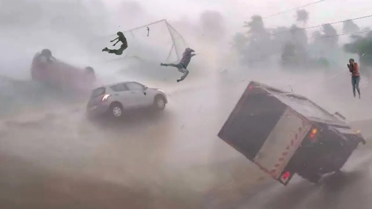 210 km/h winds flip cars and lift people: Typhoon PEPITO Footage Philippines