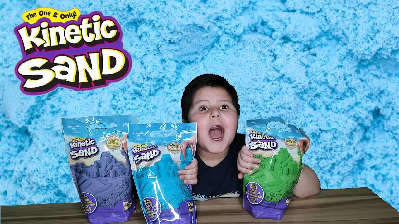 Kids Kinetic Sand Blue, Green, Purple Full Unboxing & Review