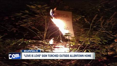 Sign torched outside of Allentown home