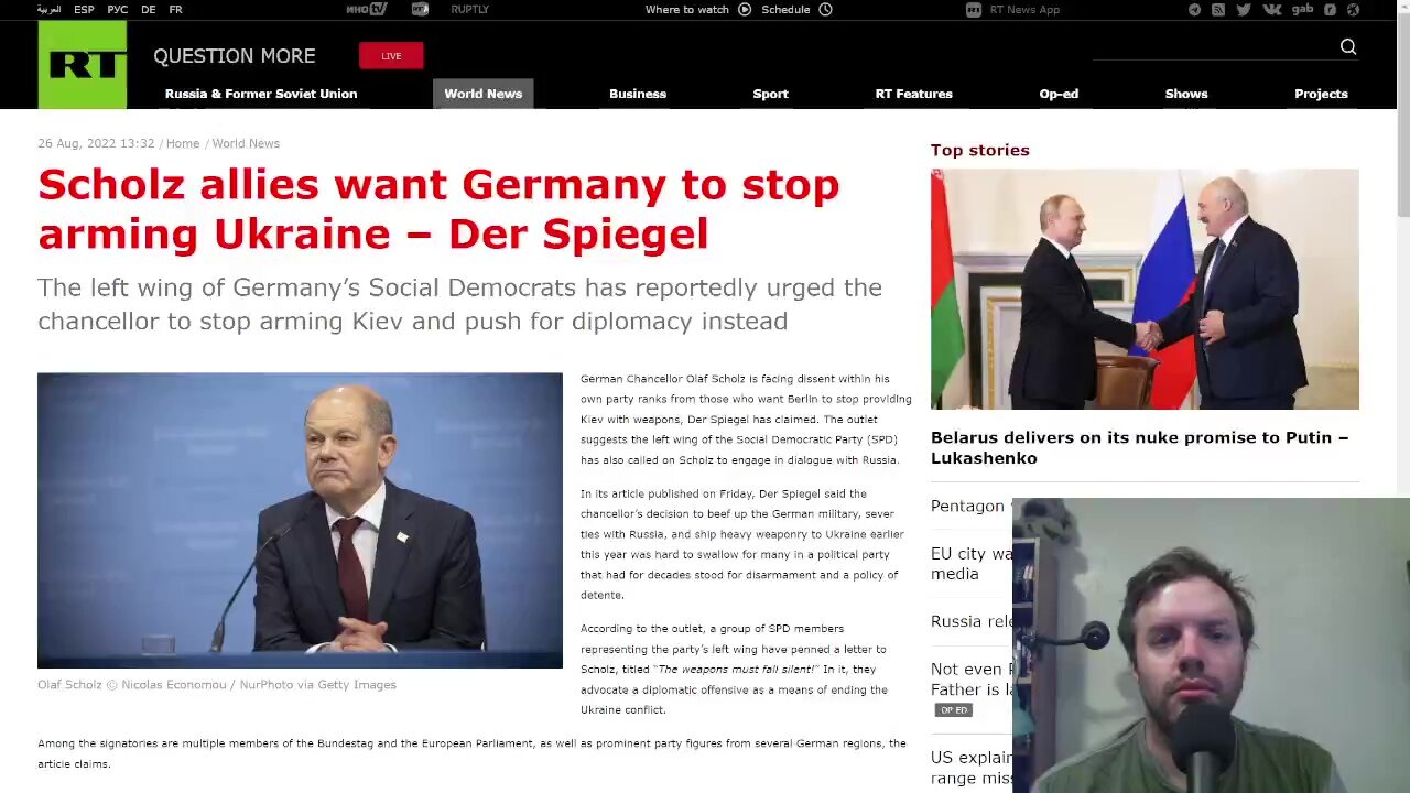 German Chancellor Scholz's own Social Democrat Party dissenting against him over Kiev