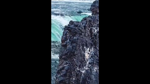 A dangerous waterfall hidden behind a rock.