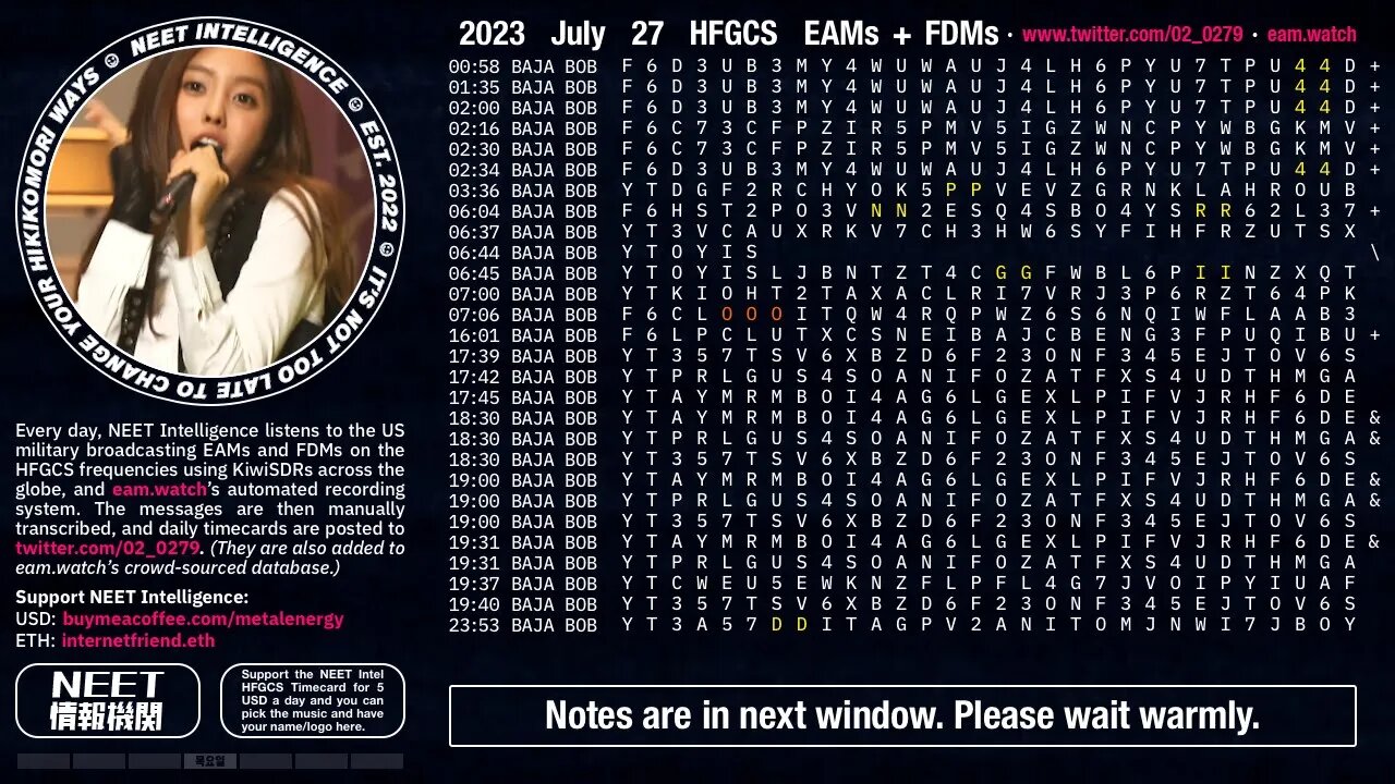 July 27 2023 Emergency Action Messages – US HFGCS EAMs + FDMs