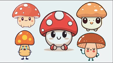How to Draw Cute Mushrooms | Easy Kawaii Mushroom Drawing for Kids