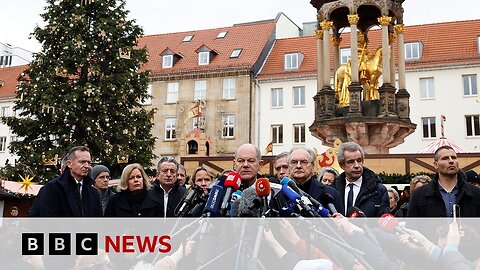 Germany's Chancellor Olaf Scholz speaks to crowds after Magdeburg Christmas market attack | BBC News