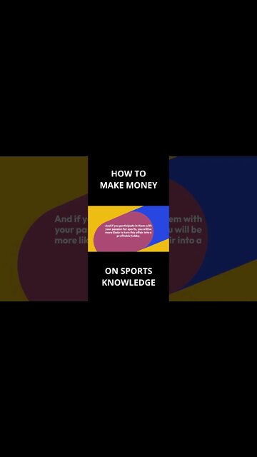 HOW TO MAKE MONEY on SPORTS KNOWLEDGE N.6 #shorts