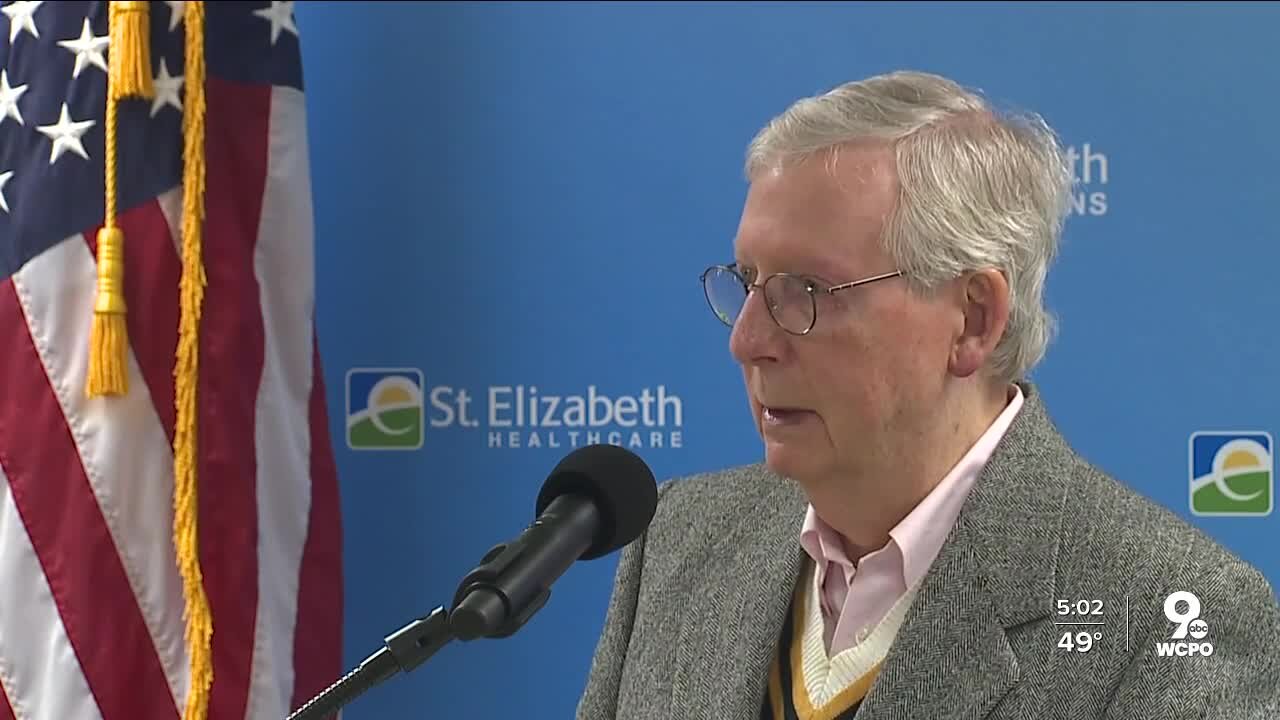 McConnell visits St. Elizabeth to promote vaccine, defend vote against stimulus