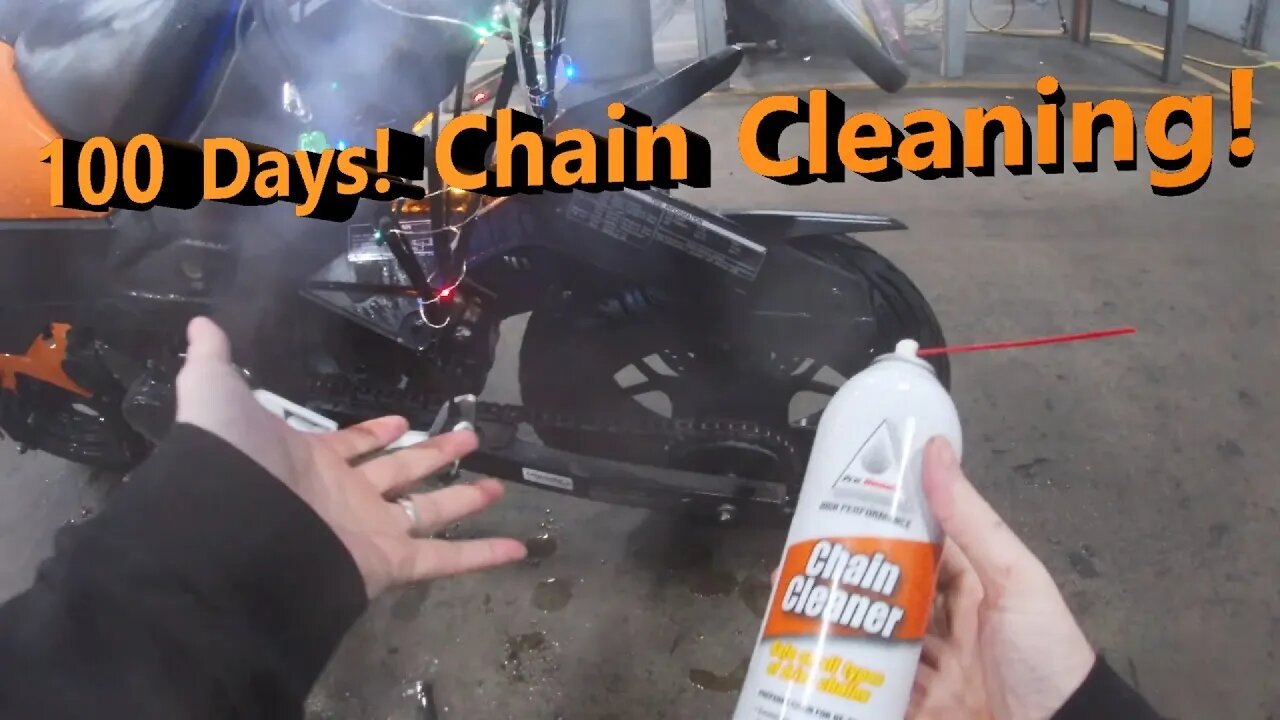 Day 100 riding motorcycle toward 365 day goal. Chain maintenance, and riding in the rain