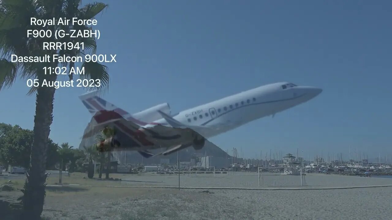 RAF Gibraltar Dassault Falcon 900LX Departure 04 August 2023