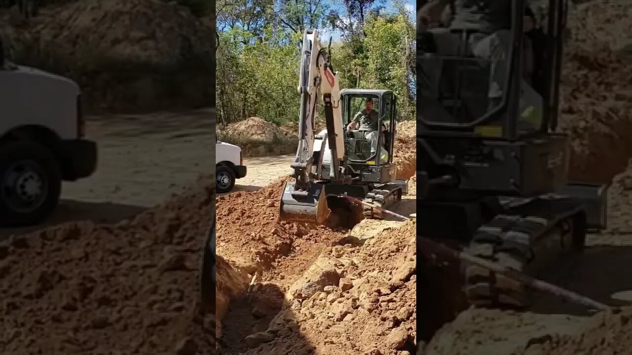 Trenching 300' of water line! Bobcat e42 R2 series mini excavator. #shorts