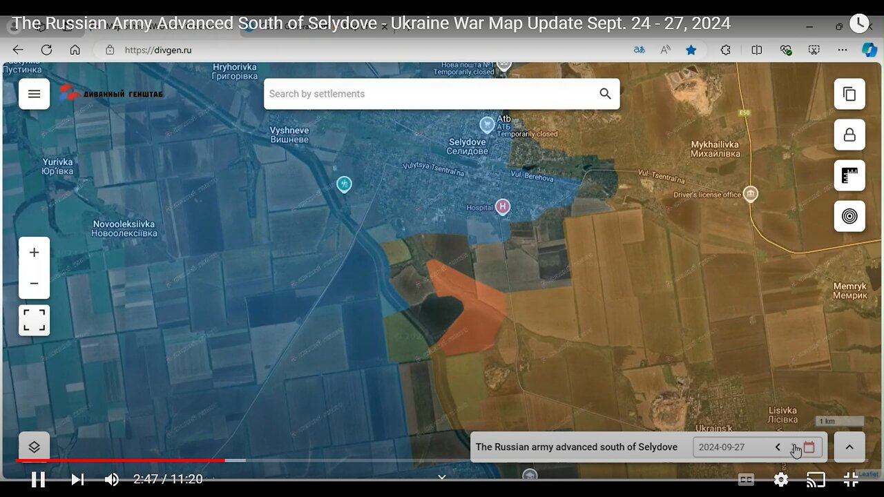 The Russian Army Advanced South of Selydove - Ukraine War Map Update Sept. 24 - 27, 2024